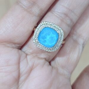 Blue Gemstone Gold Plated Ring | Elegant | New.